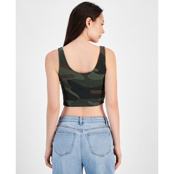 Grayson Threads, the Label Juniors' Cropped Camo-Print Graphic Top Multicolor, M - Picture 3 of 3